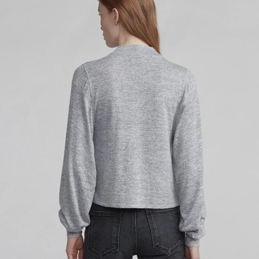 Rag & Bone Bigsby Heather Grey Blouse Balloon Long Sleeve - Size Medium - Picture 4 of 6